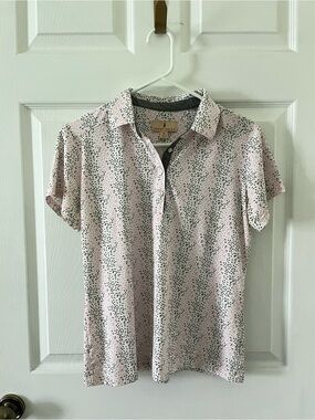 Sport Haley Pink & Black Dot White Polo Shirt - Women's Short Sleeve